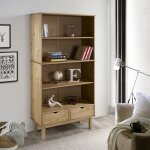 Vidaxl bibliothque otta avec 2 tiroirs marron bois massif pin 351303
