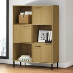 Vidaxl bibliothque avec pieds en mtal marron 90x35x1285cm bois oslo 351012