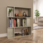 Biblioth�que - vidaxl - ch�ne sonoma - 80x24x96 cm - 9 �tag�res - s�parateur de pi�ce