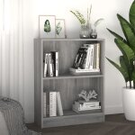 Vidaxl biblioth�que sonoma gris 60x24x745 cm bois ding�nierie 815085