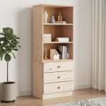 Vidaxl biblioth�que avec tiroirs alta 60x35x142 cm bois massif de pin 353951