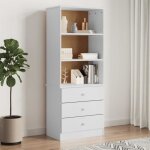 Vidaxl bibliothque et tiroirs alta blanc 60x35x142 cm bois massif pin 353952