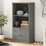 Vidaxl bibliothque vigo gris 60x35x1145 cm bois massif de pin 353186