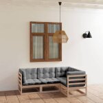 Vidaxl bois de pin massif salon de jardin 4 pcs avec coussins meubles de terrasse meubles dext�rieur ...