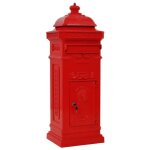 Vidaxl bo�te aux lettres � pilier aluminium vintage antirouille rouge