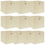 Vidaxl bo�tes de rangement 10 pcs cr�me 32x32x32 cm tissu