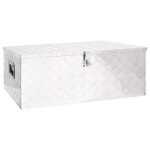 Vidaxl bote de rangement argent 100x55x37 cm aluminium 152256