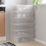 Vidaxl botes de rangement en plastique 6 pcs 25 l empilables 3189188