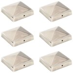 Vidaxl bouchons de poteau de cl�ture pyramidaux 6 pcs inox 91x91 mm