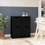 Vidaxl buffets 2 pcs noir 30x30x70 cm bois ding�nierie armoire meuble de rangement buffet meuble meuble ...