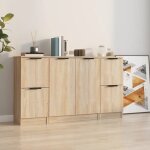 Vidaxl buffets 3 pcs armoires lat�rales avec rangement meubles de salon salle de s�jour int�rieur moderne ...