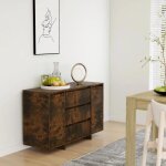 Vidaxl buffet avec 3 tiroirs chne fum 120x41x75 cm agglomr