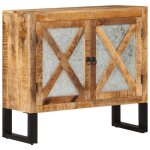 Vidaxl buffet 80x30x71 cm bois de manguier brut massif et mtal 355842