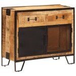 Vidaxl buffet 80x31x66 cm bois de manguier brut massif et m�tal 355843