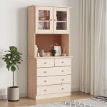 Vidaxl buffet alta 77x35x165 cm bois massif de pin 3187779