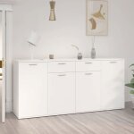Vidaxl buffet blanc 160x36x75 cm bois d?ing�nierie table de buffet armoire avec 4 portes & 2 tiroirs ...