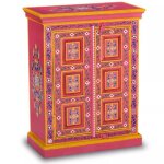 Vidaxl buffet bois massif de manguier peinture rose  la main