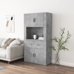 Vidaxl buffet haut gris b�ton bois ding�nierie 3185371