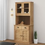 Vidaxl buffet haut vigo 78x40x175 cm bois massif de pin 3188301
