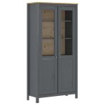 Vidaxl buffet hill range gris 85x37x1705 cm bois de pin solide