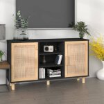 Vidaxl buffet noir 105x30x60 cm bois de pin massif et rotin naturel 345640 Vidaxl buffet noir 105x30x60 cm bois de pin massif et rotin naturel 345640