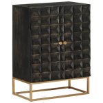 Vidaxl buffet noir 55x34x75 cm bois massif de manguier et fer 351679