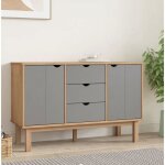 Vidaxl buffet otta marron et gris 1135x43x73 cm bois massif pin 348592 Vidaxl buffet otta marron et gris 1135x43x73 cm bois massif pin 348592