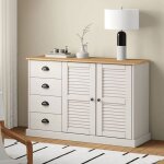 Vidaxl buffet avec tiroirs vigo 113x40x75 cm blanc bois massif de pin 353188