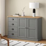 Vidaxl buffet avec tiroirs vigo 113x40x75 cm gris bois massif de pin 353189