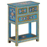 Vidaxl buffet turquoise 55x30x76 cm bois massif de manguier meuble de rangement meuble de rangement de ...