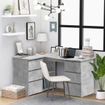 Vidaxl bureau dangle gris béton 145x100x76 cm aggloméré Vidaxl bureau dangle gris béton 145x100x76 cm aggloméré