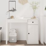 Vidaxl bureau blanc 100x50x75 cm bois massif de pin 814630 Vidaxl bureau blanc 100x50x75 cm bois massif de pin 814630