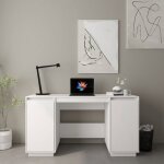 Vidaxl bureau blanc 140x50x75 cm bois massif de pin 814325