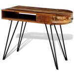 Vidaxl bureau avec pieds en fer bois de r�cup�ration solide