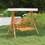 Vidaxl cadre de balanoire avec toit crme bois courb  finition teck brun polyester