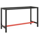 Cadre de banc de travail - vidaxl - noir et rouge mat - 140x50x79 cm - m�tal - r�sistant