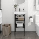 Vidaxl cadre de lavabo de salle de bain noir 40x38x83 cm fer