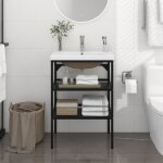 Vidaxl cadre de lavabo de salle de bain vasque � encastrer noir fer cadre de lavabo meuble de salle de ...