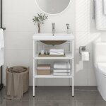 Vidaxl cadre de lavabo de salle de bain avec vasque � encastrer support de lavabo avec rangement meuble ...