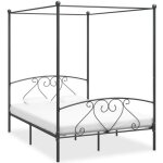 Vidaxl cadre de lit � baldaquin gris m�tal 140 x 200 cm