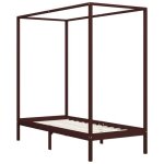 Vidaxl cadre de lit  baldaquin marron fonc pin massif 100 x 200 cm
