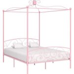 Vidaxl cadre de lit à baldaquin rose métal 160 x 200 cm Vidaxl cadre de lit à baldaquin rose métal 160 x 200 cm