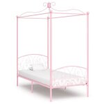 Vidaxl cadre de lit à baldaquin rose métal 90 x 200 cm Vidaxl cadre de lit à baldaquin rose métal 90 x 200 cm
