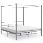 Vidaxl cadre de lit � baldaquin sommier � lattes lit double adulte cadre � lattes sur pied chambre � ...