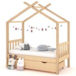 Vidaxl cadre de lit denfant avec tiroir cabane de lit denfant sommier  lattes chambre  coucher maison ...