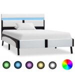 Vidaxl cadre de lit avec led blanc et noir similicuir 90x200 cm 280297