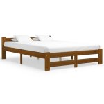 Vidaxl cadre de lit marron miel bois de pin massif 120x200 cm