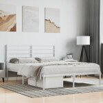 Vidaxl cadre de lit mtal avec tte de lit blanc 140x190 cm 352368