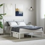 Vidaxl cadre de lit m�tal avec t�te de lit blanc 140x190 cm 355512