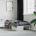 Vidaxl cadre de lit mtal avec tte de lit blanc 90x190 cm 352360
